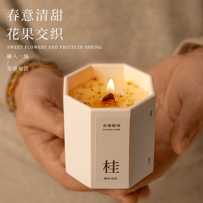 桂花香薰蜡烛石膏持久小众蜡片