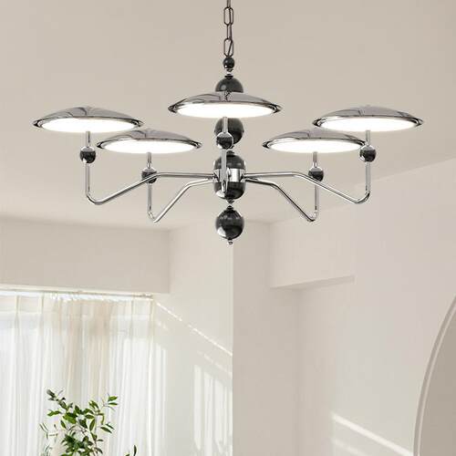 客厅吊灯2025新款星轨飞碟法式复古大厅主灯高端大气中古餐厅灯具