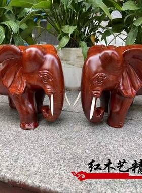 红木工艺品木象缅甸花梨木雕刻红木大象实木动物家居玄关