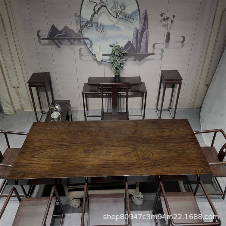 黑檀实木大板茶桌家用茶台客厅家具餐桌书桌办公桌电脑桌茶几简约