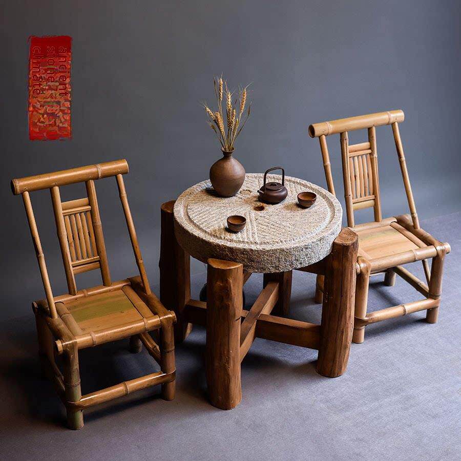 石磨茶盘石磨庭院石桌茶桌老石槽流水景观老磨盘茶海石凳茶几