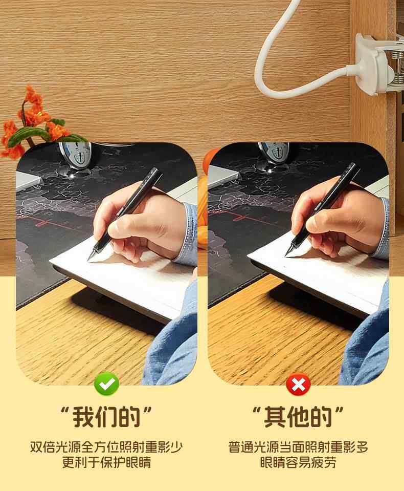 Лампа для чтения 可充电宿舍小台灯大学生护眼学习专用夹子夹式床头阅读灯书桌台风