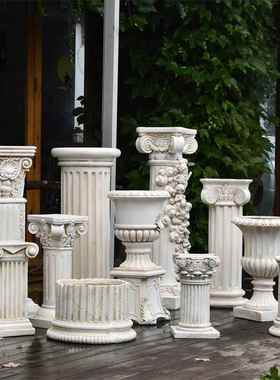 欧式花盆罗马柱摆件婚庆婚礼道具柱子底座覆古花园庭院阳台装饰