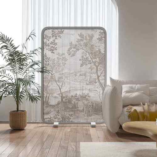 简约现代法式治愈系实木屏风隔断装饰客厅玄关小户型移动座屏风景