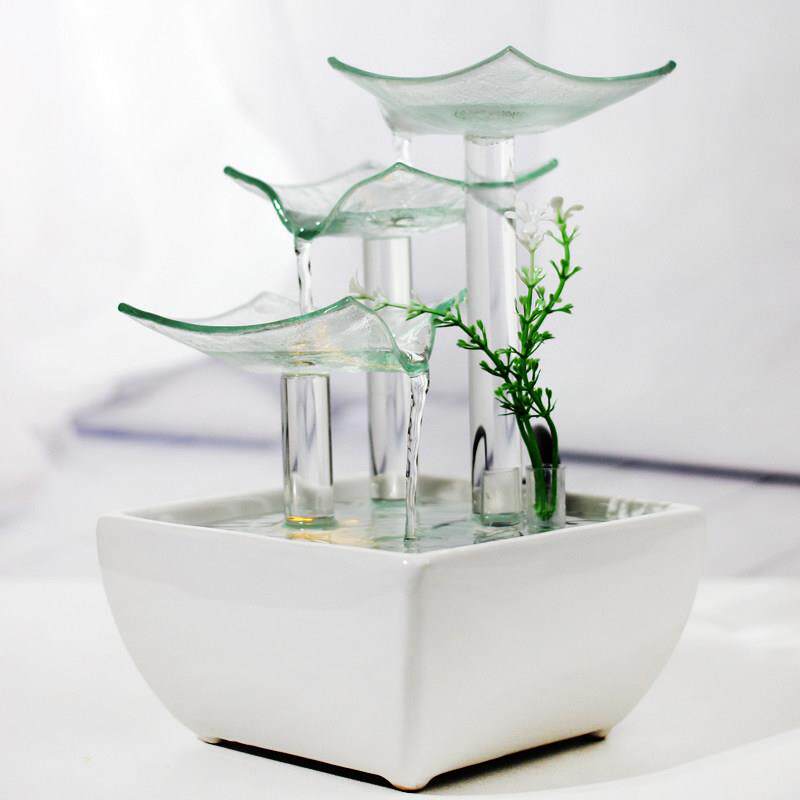 桌面循环流水摆件室内小型招财书房办公室程式设计师女士现代简约