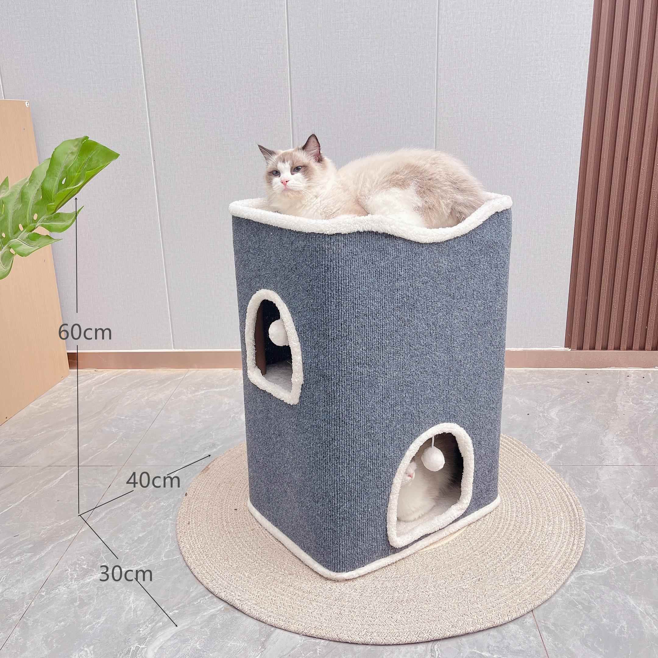 正品冬季猫窝保猫架子剑麻猫爬桶架猫窝一体冬暖季猫窝封闭式双层