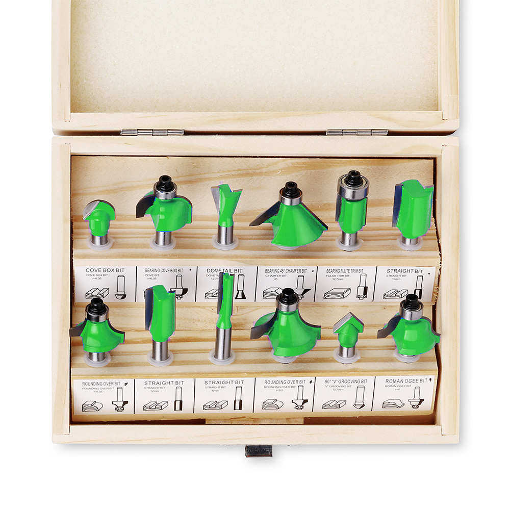 12件套1/4柄英制木工铣刀套装 修边机刀头电木铣雕刻机铣刀修边刀,五金/工具,其他铣刀,淘宝优惠券,粉丝福利购,淘宝优惠卷