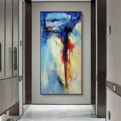 顺丰山JIM纯手绘玄装饰画关厅水画小众客艺术壁画竖版挂画大芬油