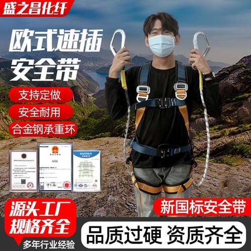 速插安全带全身高空作业防坠落缓冲包户外保险带五点式双钩安全带