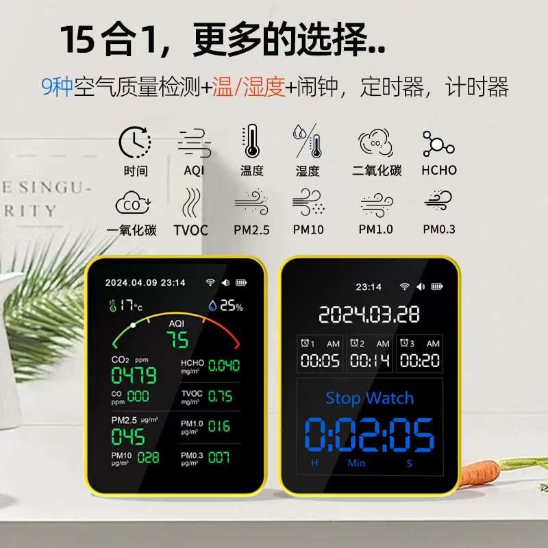 aqi.1检测仪颗粒物检测仪hcho合15甲醛家用 5pm10co2pm2涂鸦监测