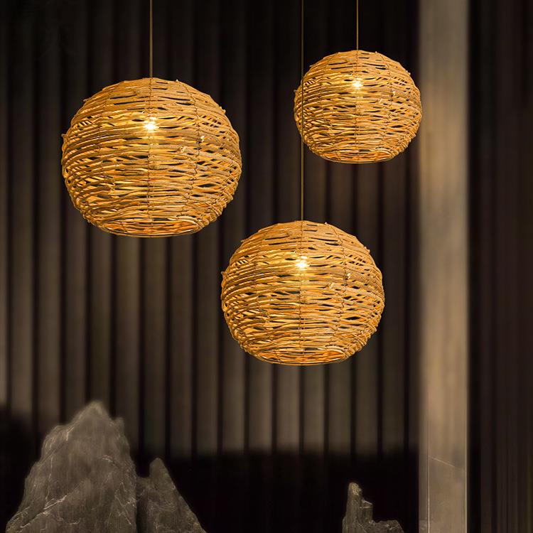 日式诧寂风个性创意民宿酒店餐厅饭店火锅店灯具禅意茶室藤艺吊灯