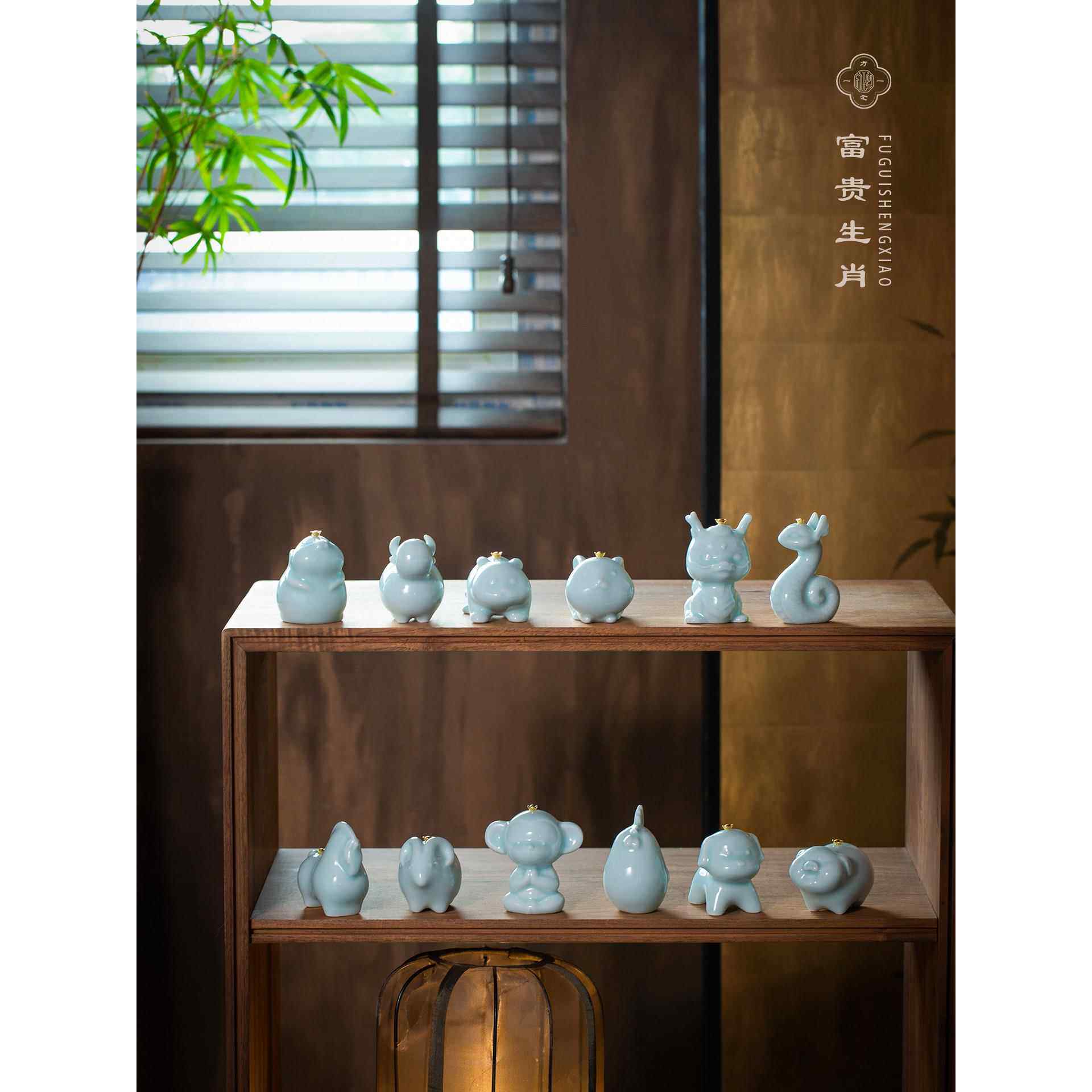 景德镇十二生肖陶瓷摆件鼠牛虎兔龙蛇马羊猴鸡狗猪全套桌面摆件