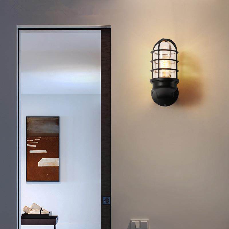 loft创意美式复古户外工业防水壁灯酒吧咖啡厅过道笼子铁艺墙壁灯