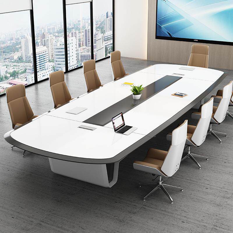 高端办公会议桌长桌简约现代会议室洽谈桌轻奢烤漆家具大型开会桌