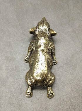 新款直销纯铜威尔士柯基犬黄铜实心趴趴狐家居饰品镇纸创意个性摆