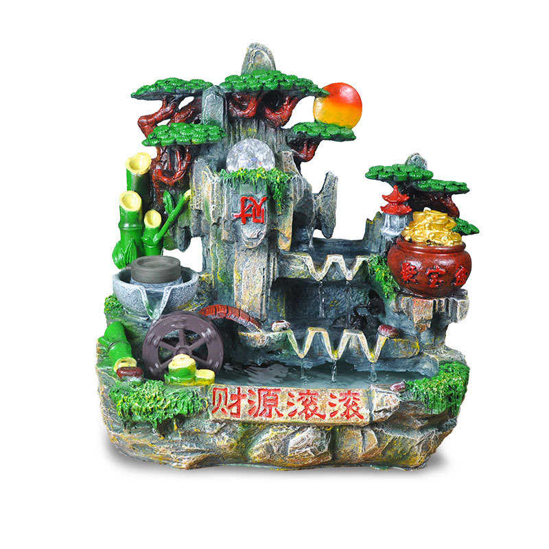 礼品客厅山水喷泉装饰流水瀑布生财循环水办公室小型开业摆件假山