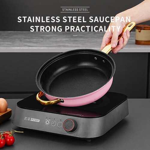 cookware set pots12件套彩色不锈钢套锅不粘锅镀金锅具套组