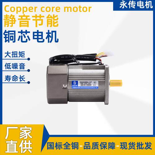 永传60W微型交流圆柱齿轮定速单电机220V/80V小型无极调速电机