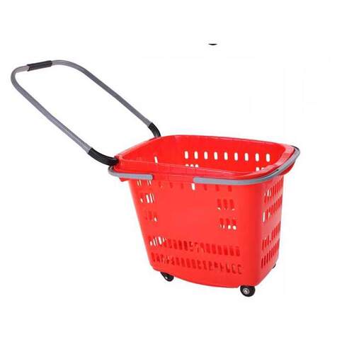 拖塑料提篮推拉篮 超市塑料可铝合金买菜印手40l四轮logo拉手篮子