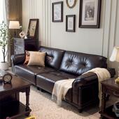 美式 中风发小户直排油蜡皮羽绒沙发 复古风型QFC沙客古厅法式