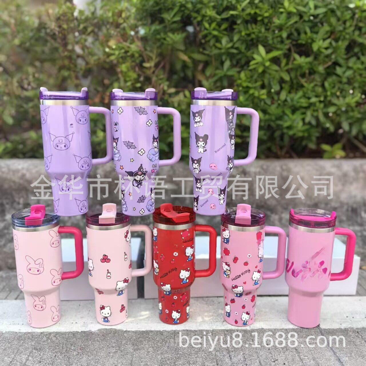 2024新款40oz手柄汽车杯保温杯带吸管车载保冷冰霸杯卡通库洛水杯