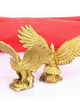 铜摆饰 铜老鹰大展宏图 雄鹰展翅 金鹰落迎客松办公室鸿图摆设