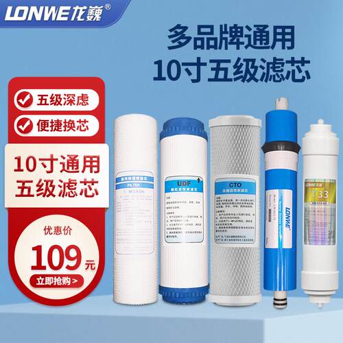 龙巍净水器滤芯通用家用反渗透净水器RO膜活性炭10寸龙巍净水器A