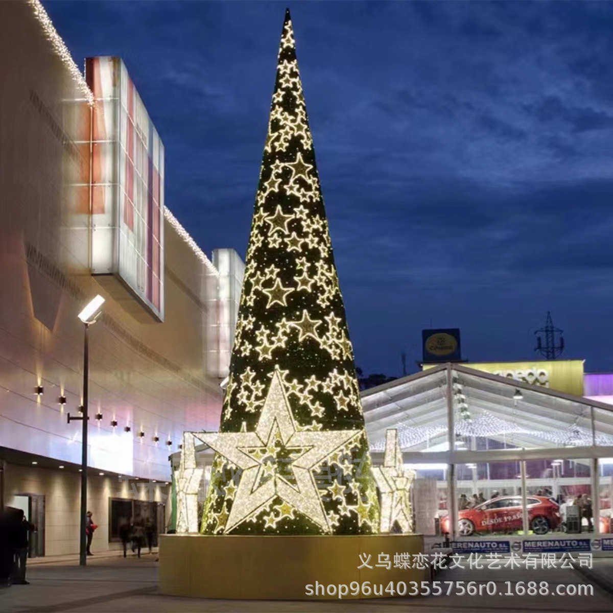 厦门传统LED发光圣诞树 商超酒店节庆布置 蝶恋花大型圣诞树工厂