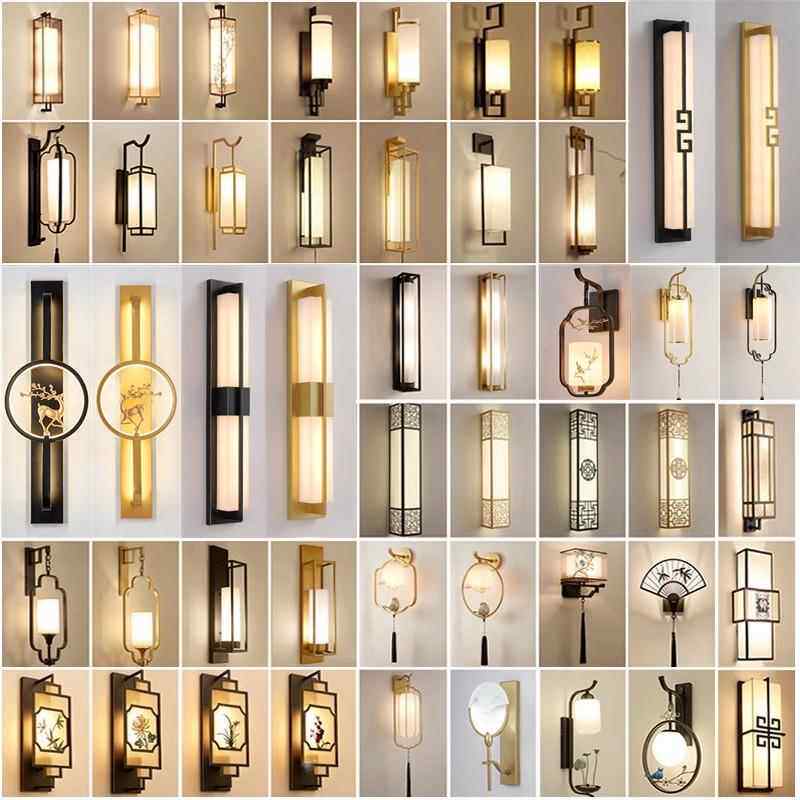 新中式壁灯客厅背景墙灯现代简约卧室床头灯复古餐厅楼梯过道led
