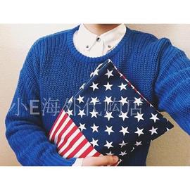 美国American apparel AA大号星条旗印花帆布手拿包 手包