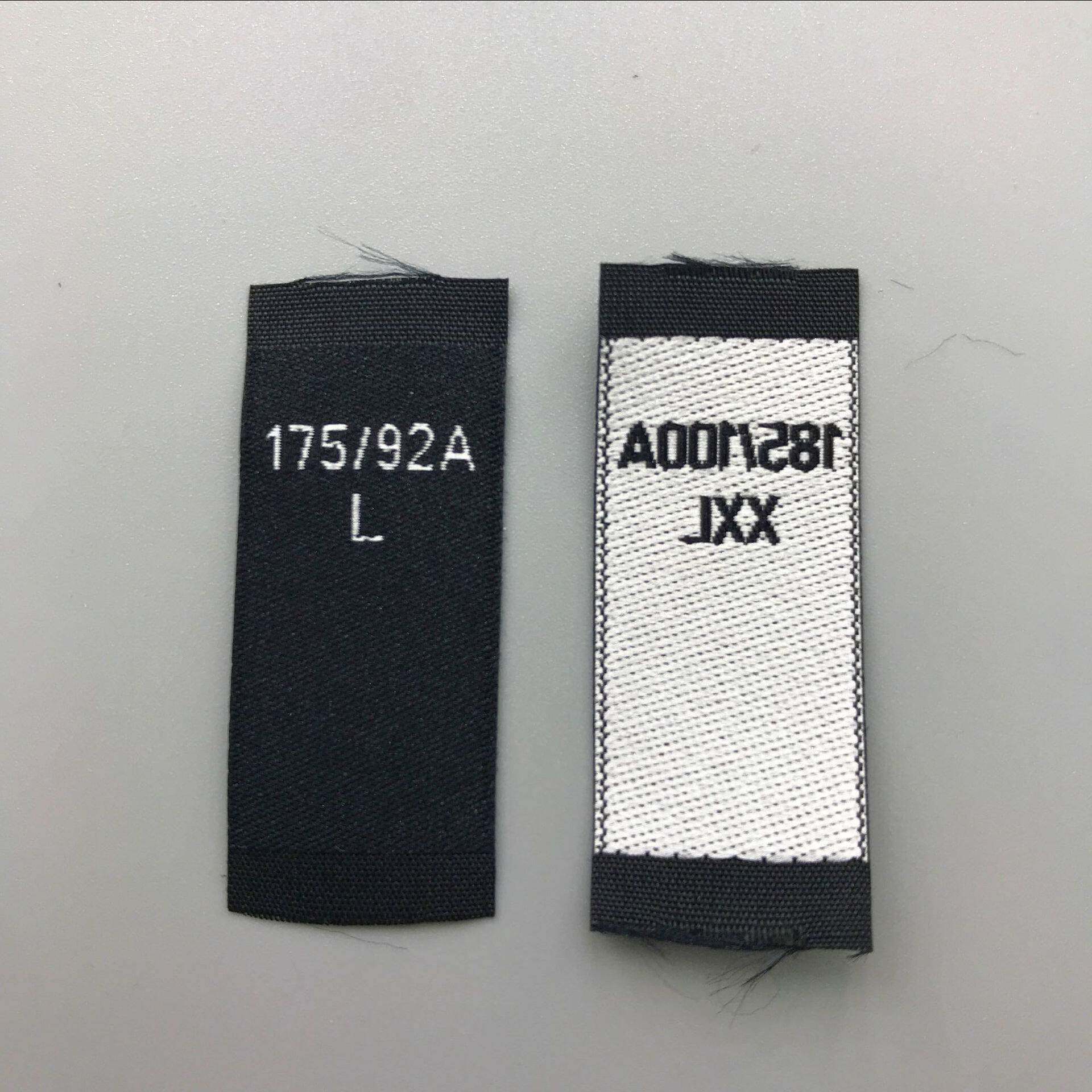 厂家现货尺码标对折缝密织唛双锦电脑机平面超切边服装领标上衣