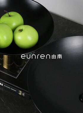 北欧式轻奢黑金双拼果盘软装饰品摆设样板房间售楼处客厅桌面摆件