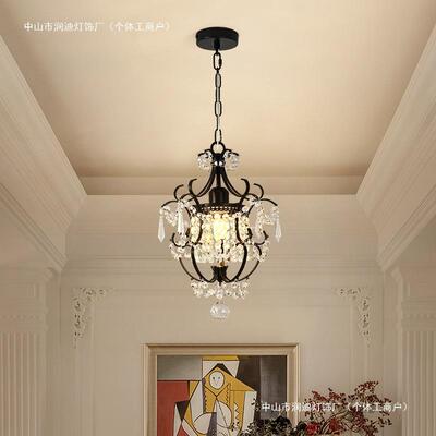 法式复古铁艺水晶吊灯洋轻楼奢卧室床头客厅梯入户ltao8960南风关