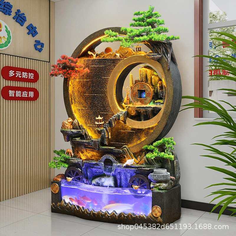 水幕墙流水屏风客厅玄关招财摆件庭院落地循环水假山喷泉景观装饰