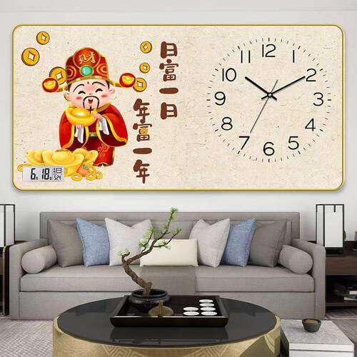 客厅网红万年历装饰画现代简约餐厅饭厅带钟表壁画办公室高档挂画