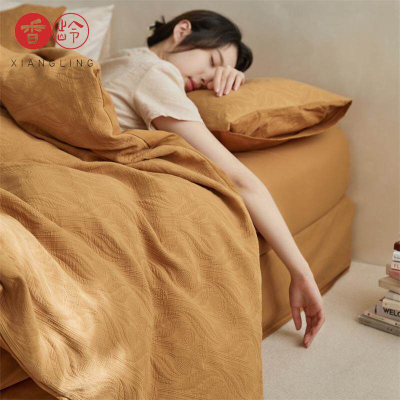 艺术提花-春秋品鉴|高级全棉三层纱浮雕四件套纯棉立体提花全棉