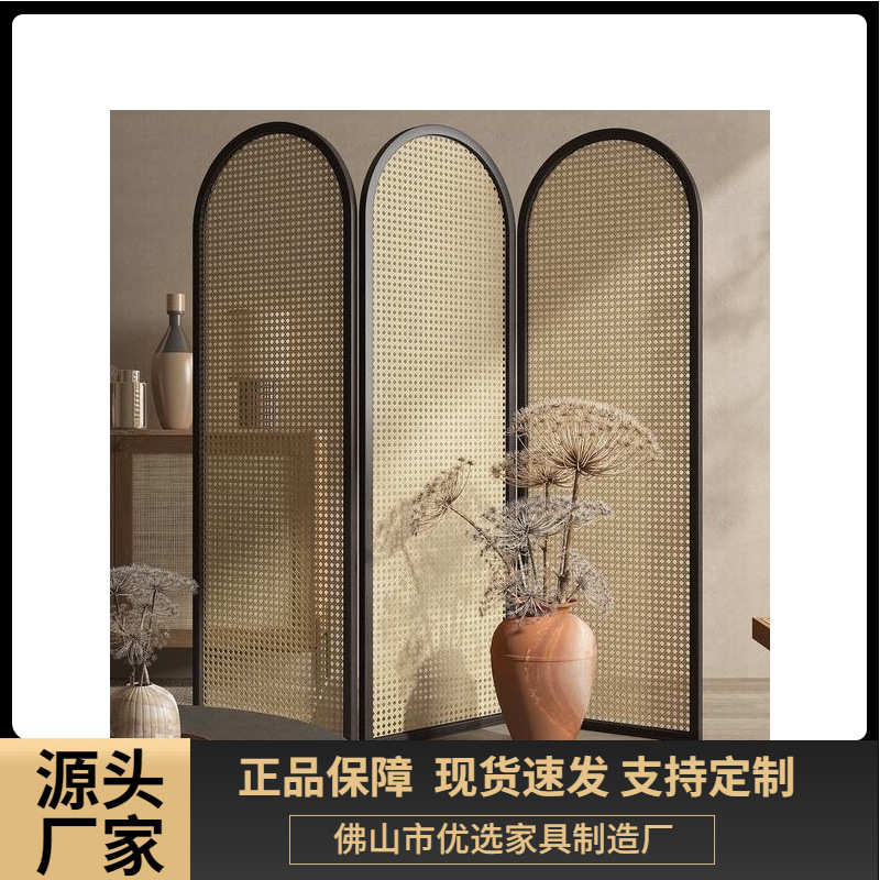 实木屏风日式藤编隔断客厅酒店大堂民宿入户玄关小户简约折叠移动