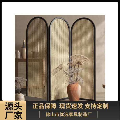 实木屏风日式藤编隔断客厅酒店大堂民宿入户玄关小户简约折叠移动