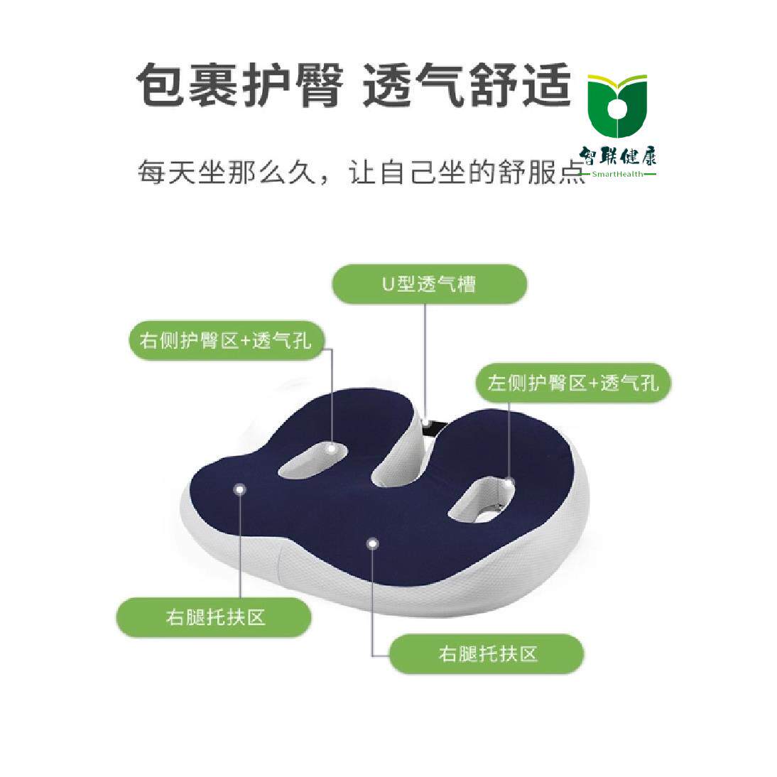 坐骨结节滑囊炎坐垫双孔记忆棉坐垫尾椎骶骨骨折专用坐垫(双孔)