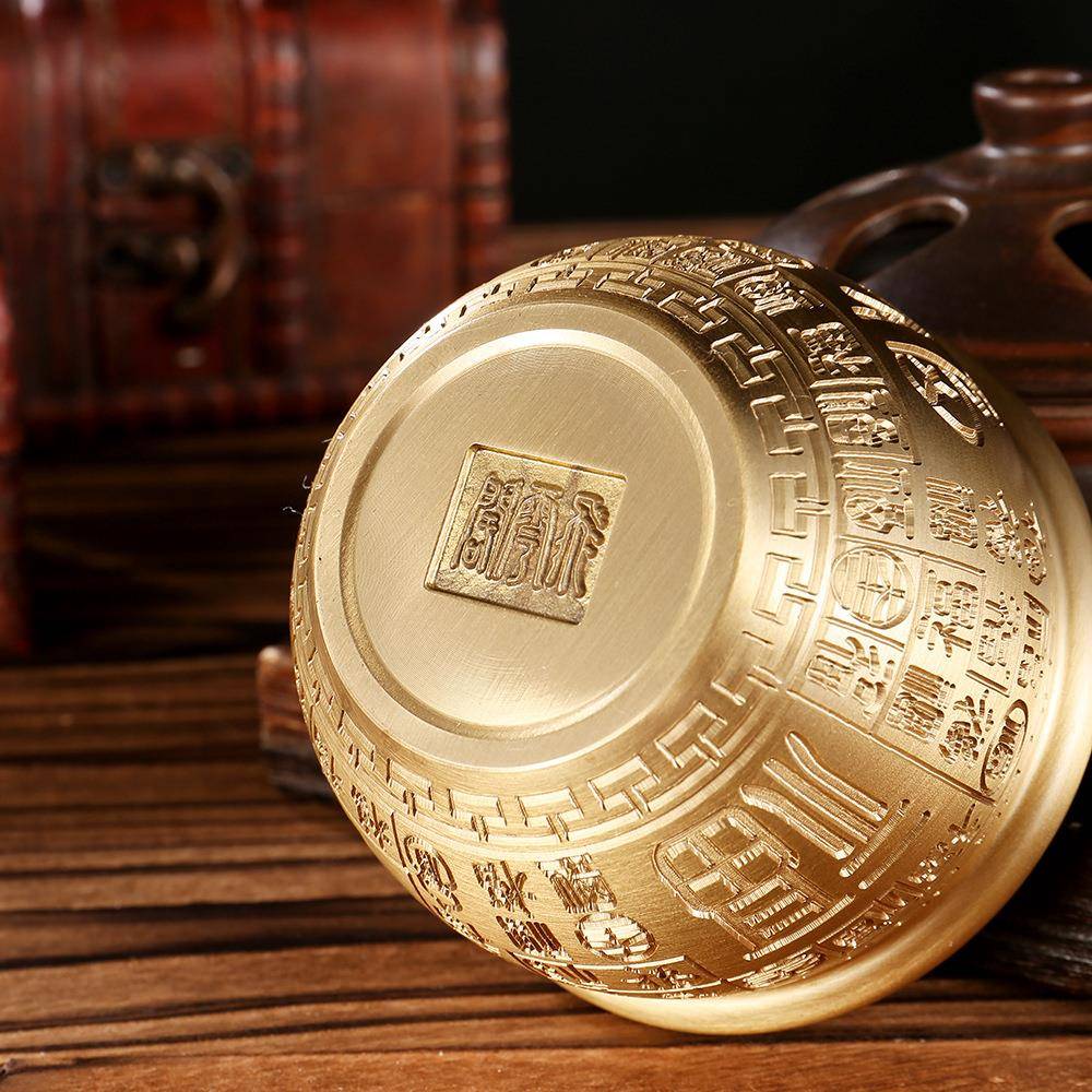 铜号缸百福铜缸饰黄铜米缸摆件家居装品1招聚特大存钱罐聚宝盆