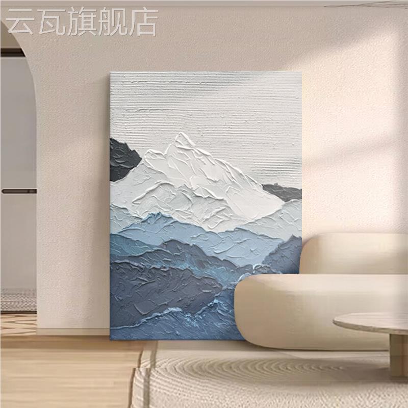 大芬村肌理感纯手绘油画客厅山峰色块装饰画玄关丙烯画风景挂画图片