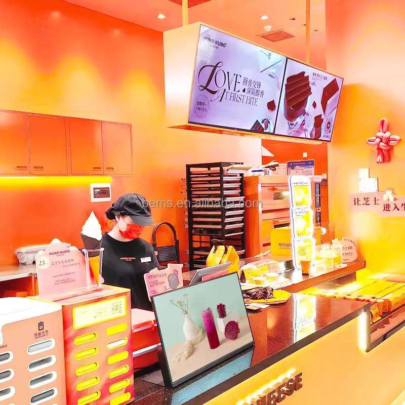 本狮27寸桌面电子餐牌台式电子菜单显示屏奶茶餐饮连锁店广告机