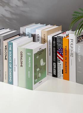 摆设北欧客厅仿真装饰酒柜简约道具书装饰品ins书风格书架现代假