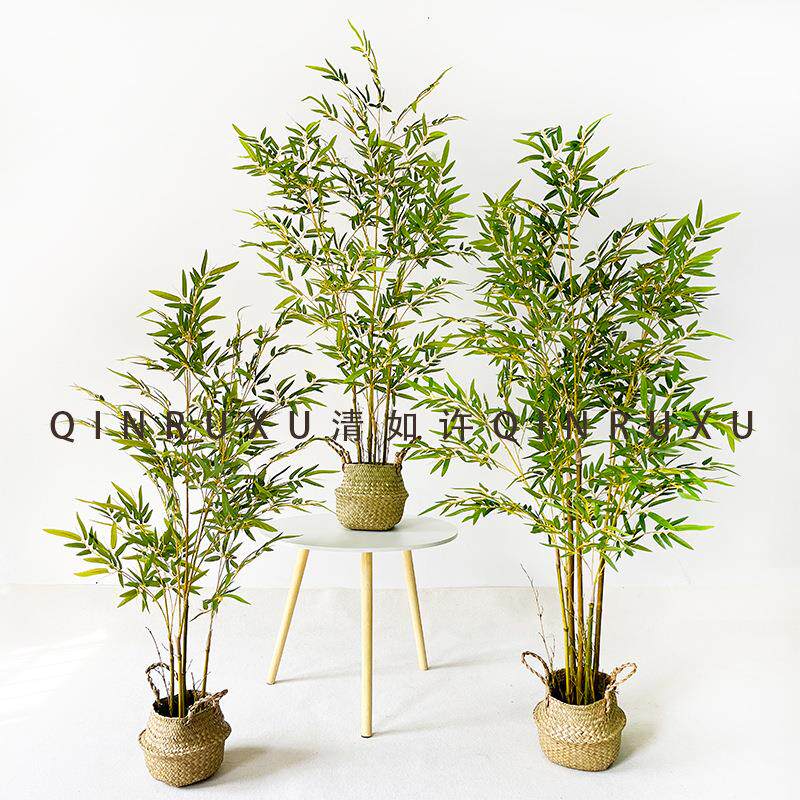 可拆卸树绿植仿真竹子装饰隔断仿真胶片竹叶盆栽金丝竹中式盆景