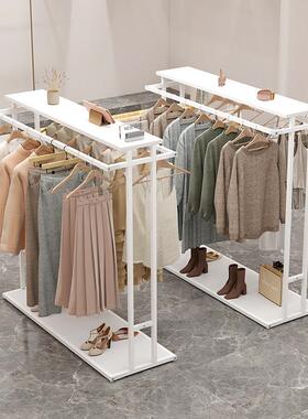 中岛架服装店展示架落地式店铺双排衣架中岛展示台中间裤子收纳层