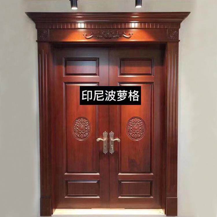 原木门定 制菠萝格对开大门定 制入户门实木中式非标别墅双开门