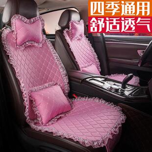 通用座垫 男女蕾丝布艺防滑四季 汽车坐垫三件套热卖 亚麻无靠背夏季