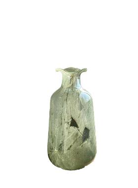 绿色中古玻璃花瓶摆件创意水养客厅电视柜玄关插花装饰品法式琉璃