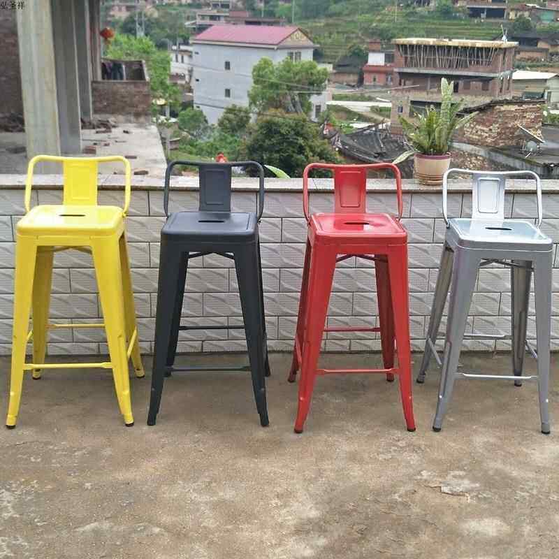 铁艺金属凳子靠背子椅约简现欧式金属铁皮凳子创XKC意代吧台酒吧