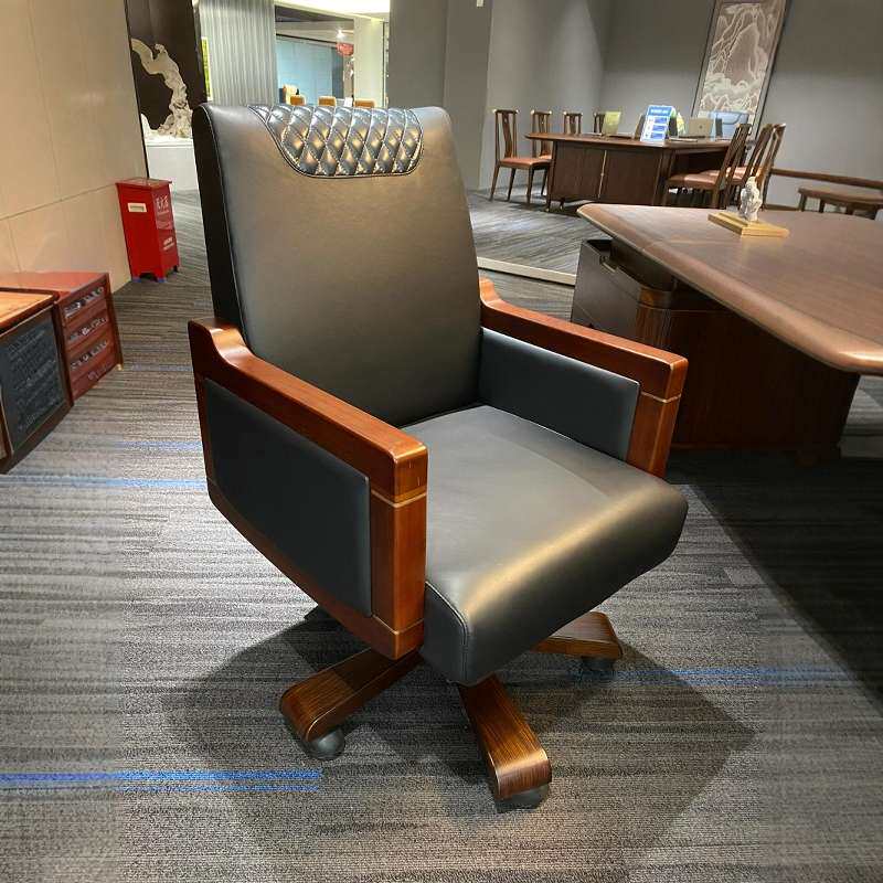 新中式全实木办公桌乌金木老板桌大班台董事长办公室家具定 制